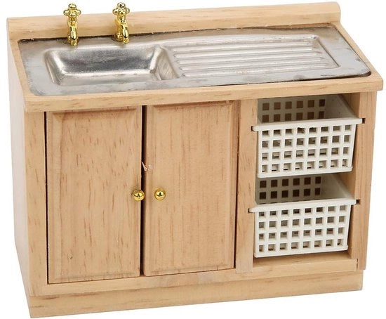 Arredamento da Cucina in Legno Miniaturizzato - Mobili per Bambola - Lavanderia - Realistico - Duraturo - Made di Betulla - Mobili per Bambola