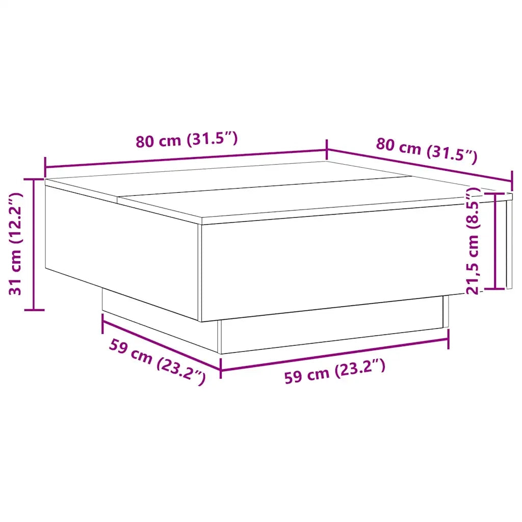 Tavolino da salotto | Tavolino da caff¨¨ | Tavolino da Soggiorno Rovere Nero 80 x 80 x 31 cm