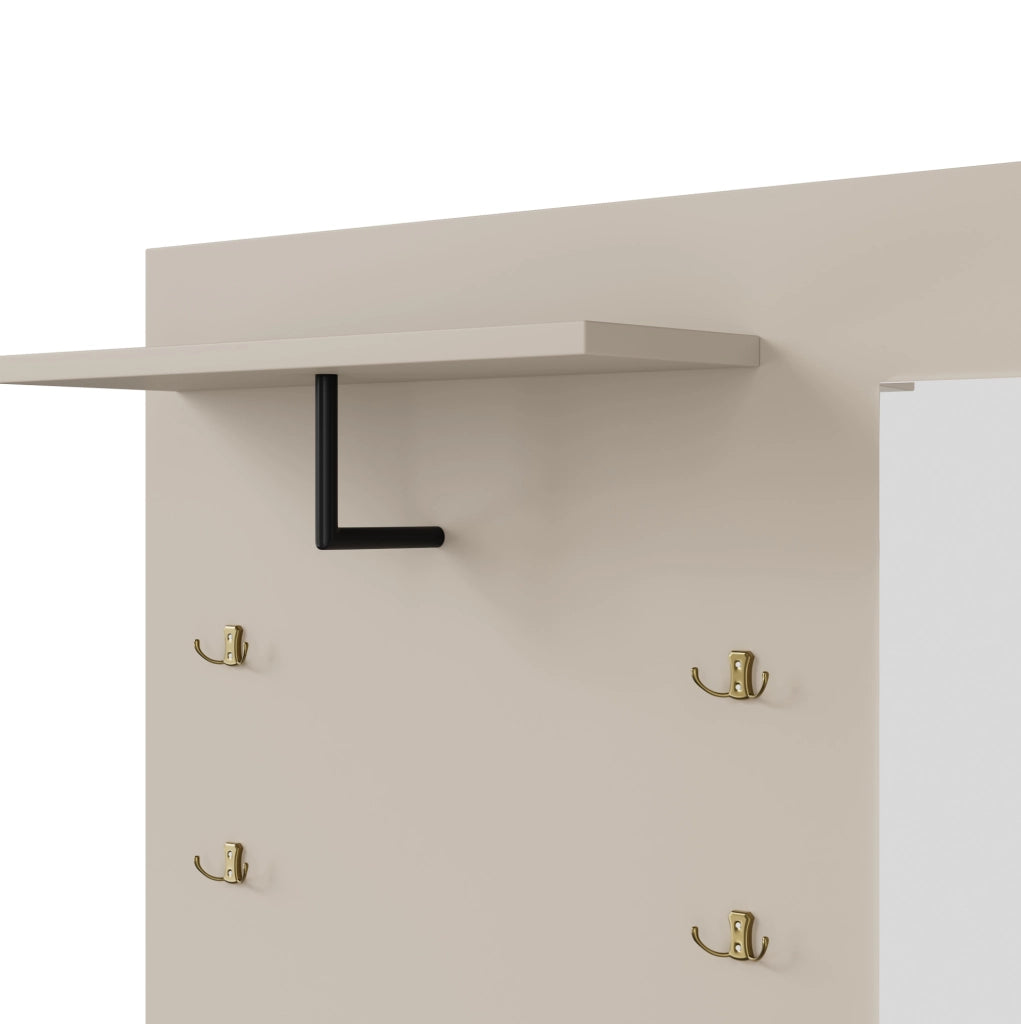 Mobile da ingresso 110x37x185.5 cm con specchio e seduta imbottita in MDF