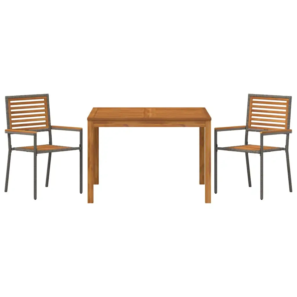 Set da Pranzo per Giardino 3 pcs Grigio