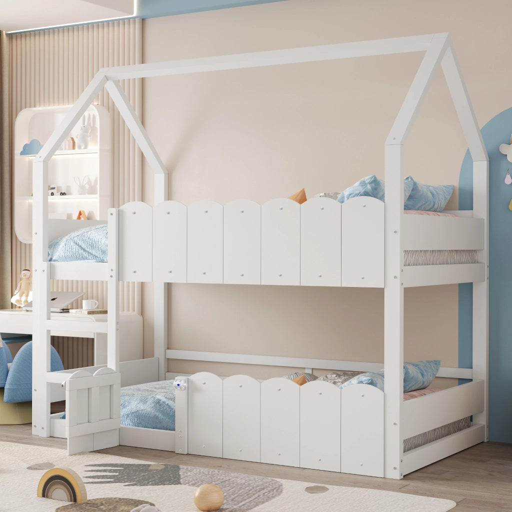 letto a castello legno bianco 90 x 200 cm