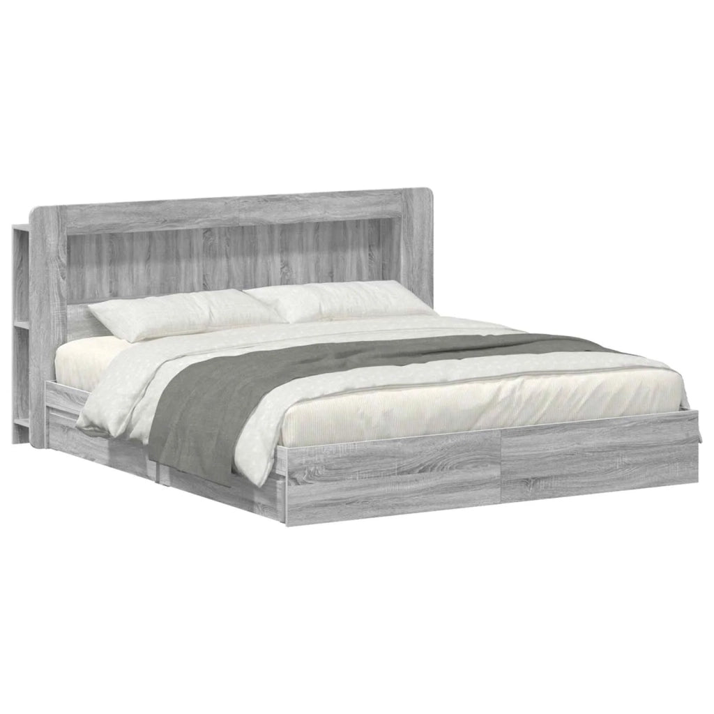 Telaio del letto con storage Sonoma grigio 200 x 200 cm 3433692