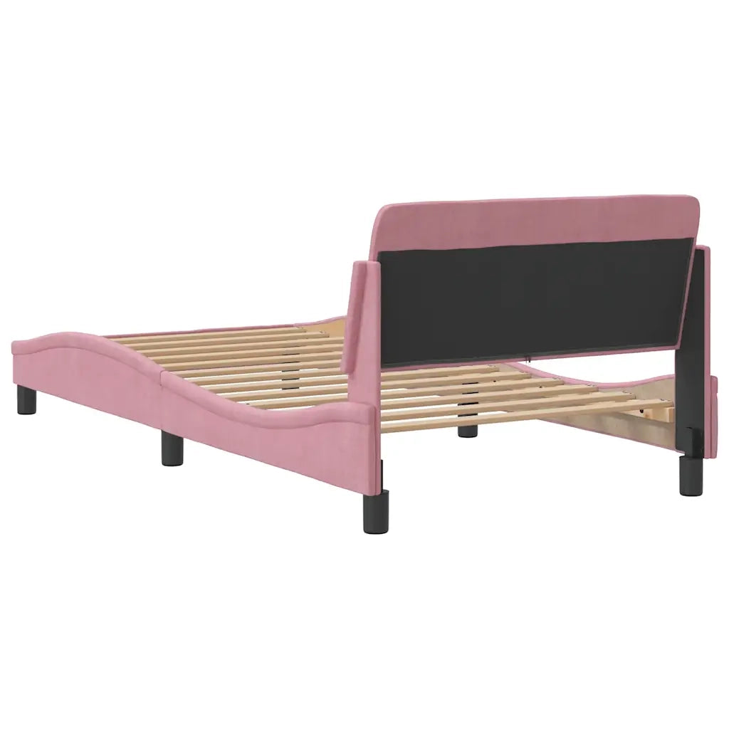 Letto singolo | Letto per adulti | Giroletto con Testiera Dover Rosa 100x200 cm Velluto