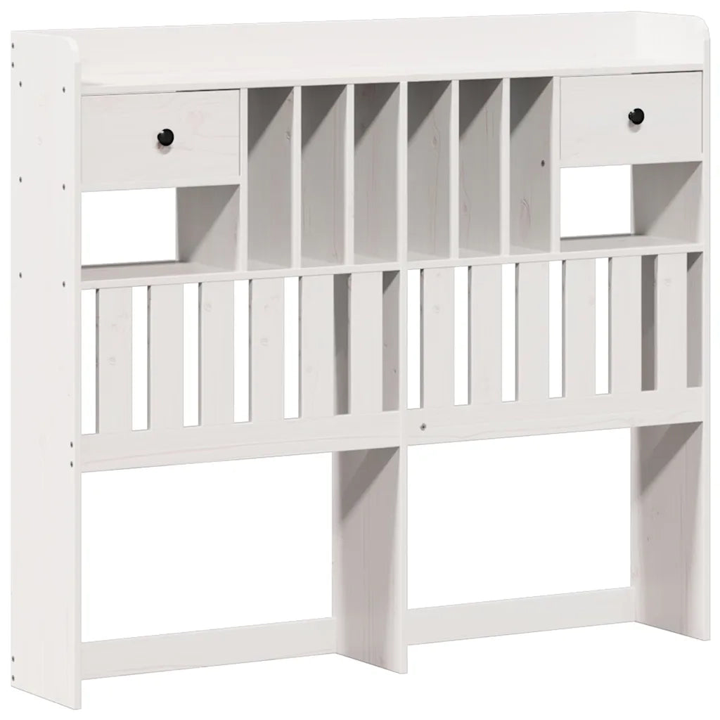 Letto Libreria senza Materasso-Struttura Letto con contenitore Bianco 135x190 cm Legno di Pino 362002