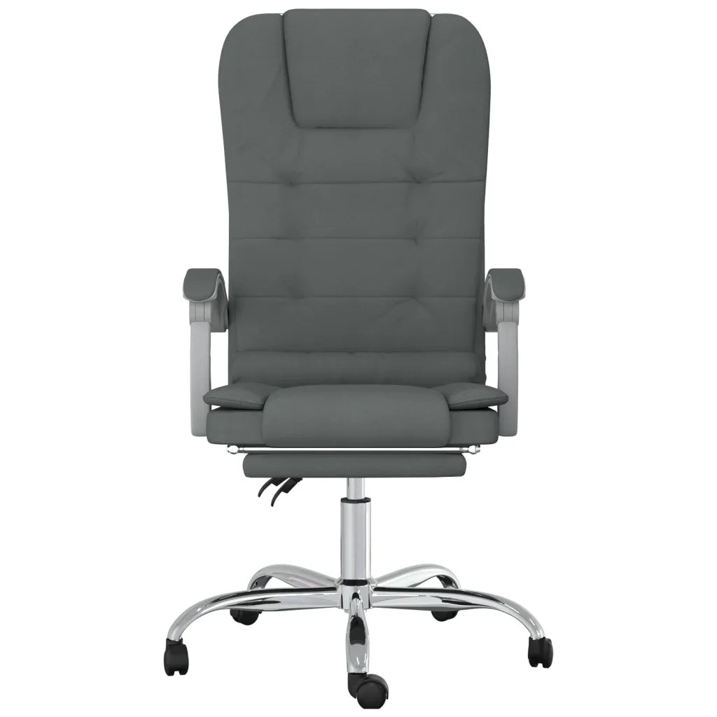 Sedia da Ufficio | Sedia da Gaming Massaggio Reclinabile Grigio Scuro in Tessuto