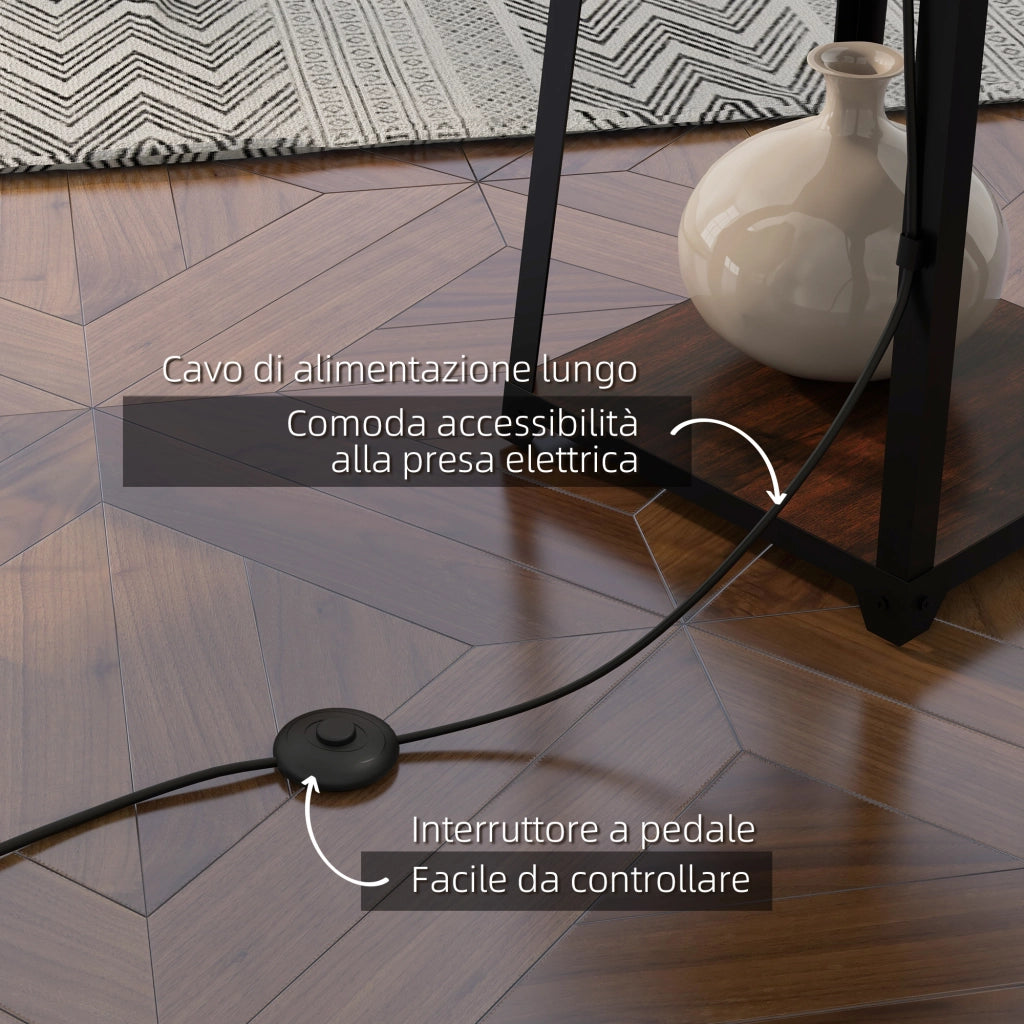 Lampada da Terra a 3 Ripiani con Paralume ¨C Minimal ¨C Nero e Beige ?42x166 cm
