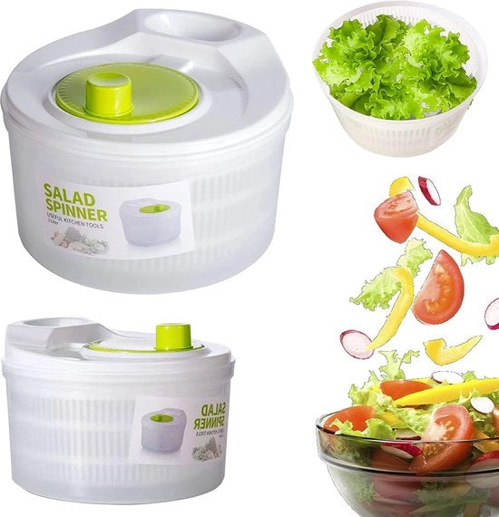 Set di asciugatura per insalate con rotazione 3L, contenitore per frutta e verdura, rotatore pieghevole per insalate, set di asciugatura per insalate con coperchio, asciugacapelli per insalate, tritacarote per insalate, rotore per insalate piccolo
