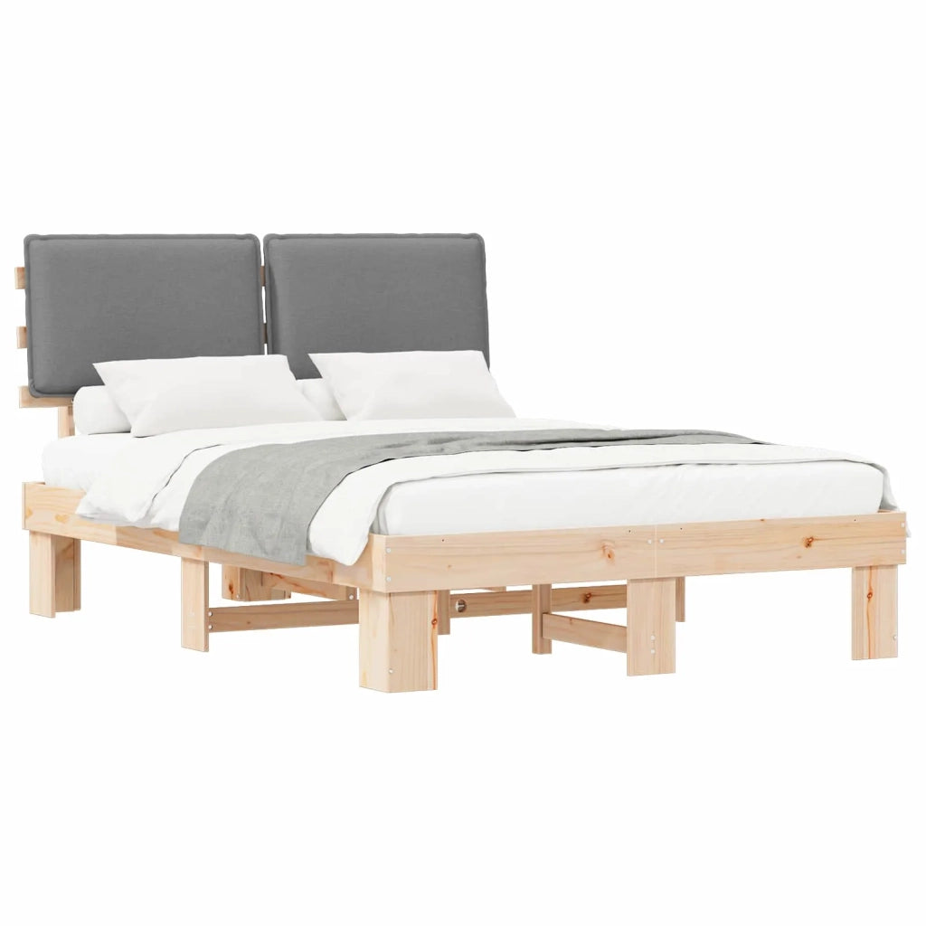 Letto matrimoniale | Letto per adulti | Letto con Testiera Rivestita Grigio chiaro 140 x 200 cm