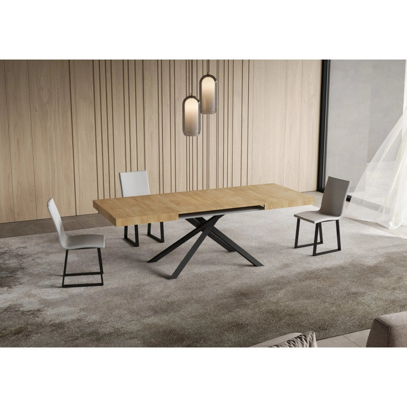 Tavolo allungabile 120/204x80 cm Niket telaio Antracite - Noce