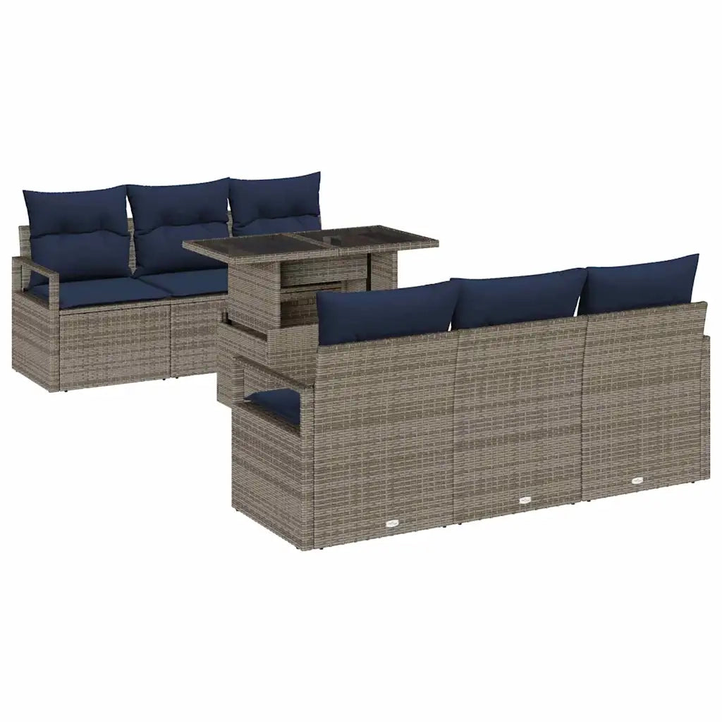 Set Divano da Giardino con cuscino 7 pcs Grigio polyrattan 3348751
