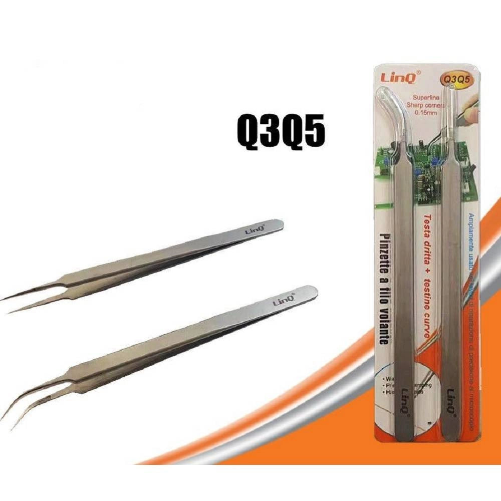 Trade Shop - Pinze Pinzette A Filo Volante Professionale Riparazione Smartphone 2 Teste Q3q5 -