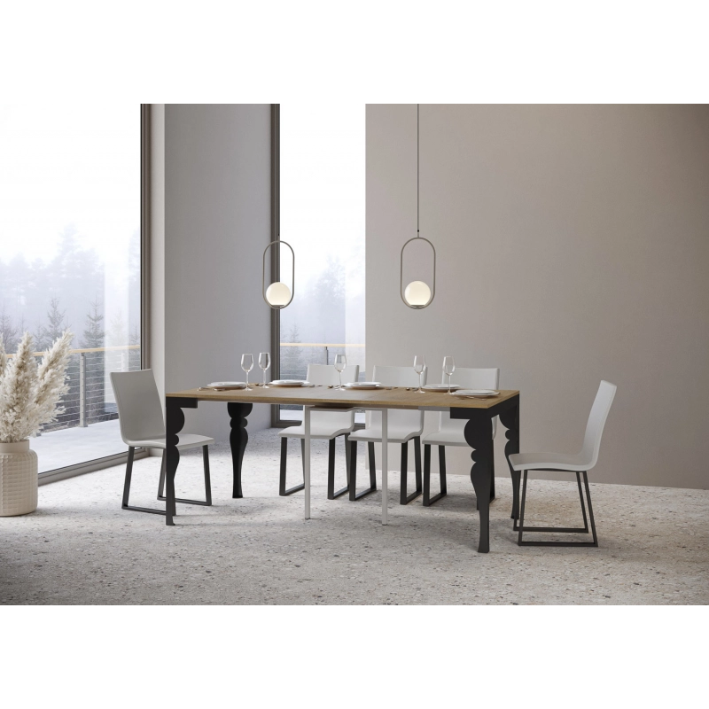 Consolle allungabile 90x40/300 cm Paxon Evolution telaio Antracite - Quercia Natura