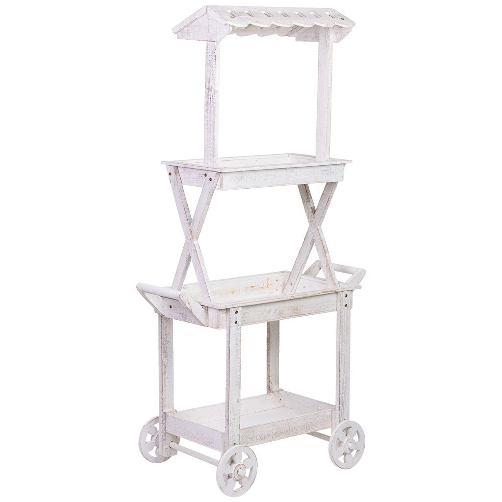 Carrello espositivo-scaffale in legno 86x45x162h cm