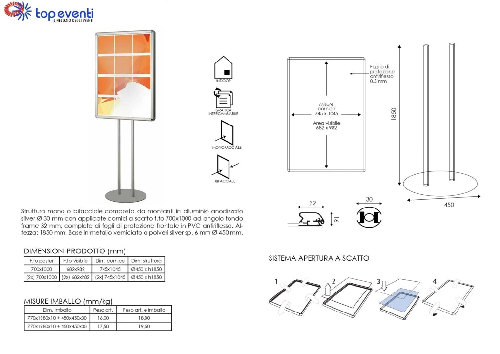 Porta Comunicazioni con cornice 70 x 100 - Bifacciale