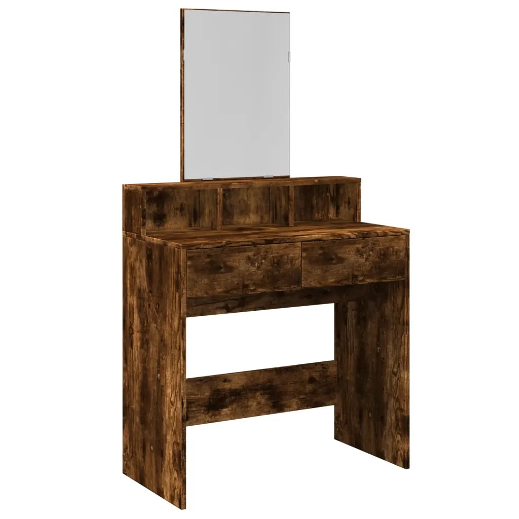 Toeletta | Tavolo da Trucco con Specchio Rovere Fumo 80x41x144,5 cm