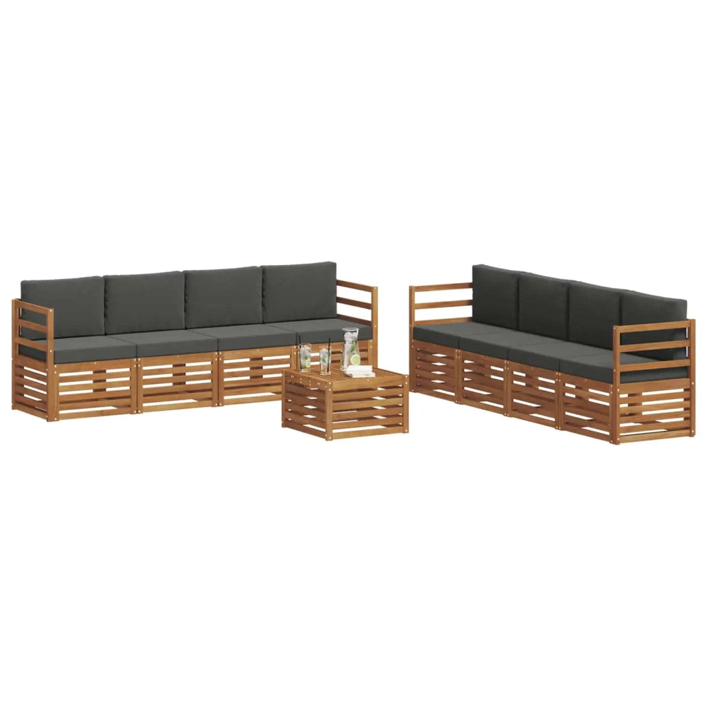 Set divani 9 pcs Naturale e Antracite Legno di Acacia Massello 3374552
