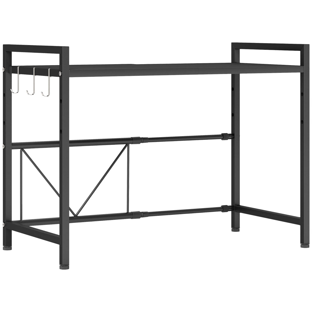 Tavolino da caff¨¨ a 2 livelli con ripiano estraibile e 3 ganci ¨C Zephmum ¨C Nero, metallo, 50x50x50 cm