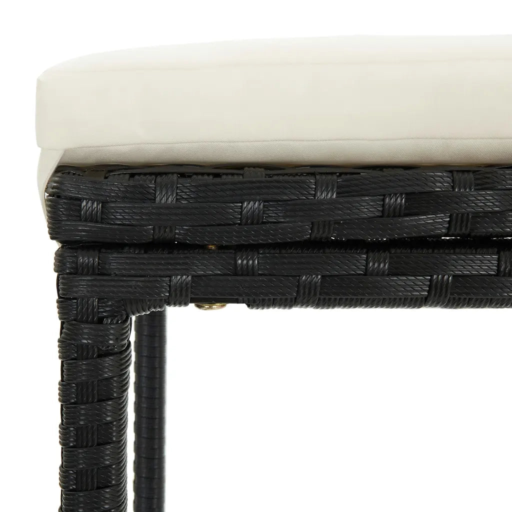 Sgabelli da Bar con Cuscini 3 pz Neri in Polyrattan 313440