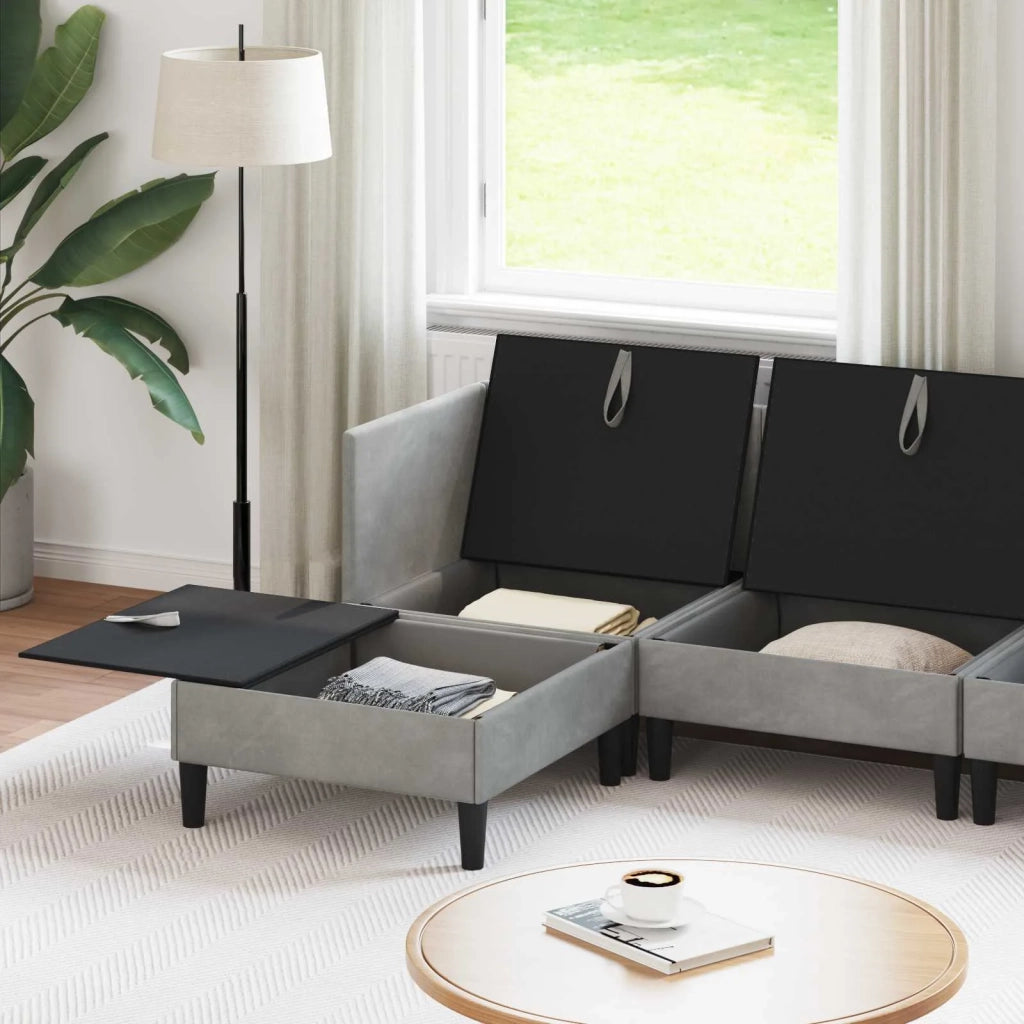 Set di mobili per il soggiorno 6 pcs Grigio Chiaro Velluto 3413732