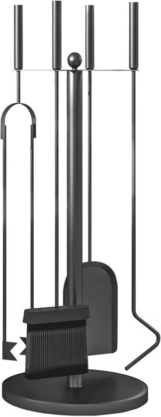 Set di acciaio per cucina a 5 pezzi con spatola, spazzola, punteruolo, pinza e pinza standard - Accessori di cucina stile - Design in metallo nero