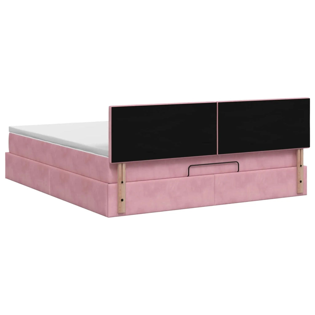 Letto ottomano con materasso Rosa 200 x 200 cm Velluto 3456512