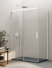 Box doccia THALASSA (BASIC) 1+1 con lato fisso laterale 150x120 cm Bianco vetro trasparente