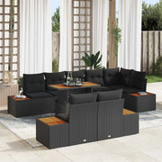 Set Divano da Giardino con archiviazione 9 pcs Nero Poly Rattan