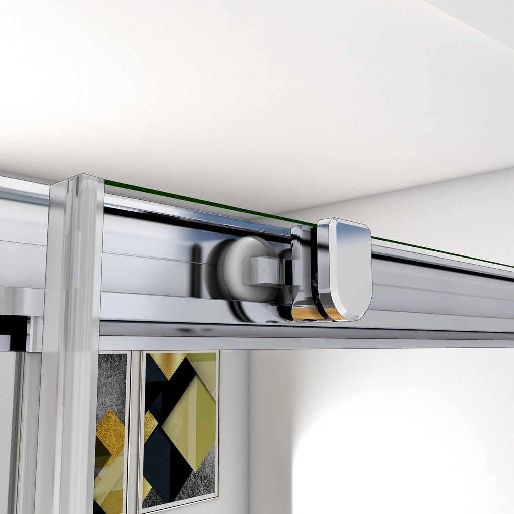 185 cm Box Doccia a Tre Lati Porta Scorrevole con Doppia Parete Fissa Vetro Temperato 5 mm Trasparente Telaio Cromato Lucido 70x115x70 cm