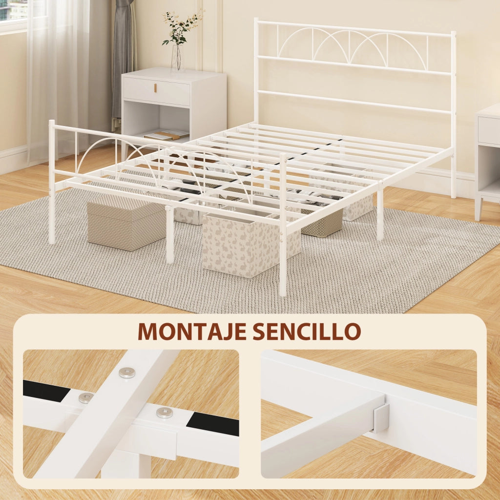 Letto Matrimoniale con Contenitore e Testiera in Acciaio ¨C Zephmum ¨C 140x190 cm