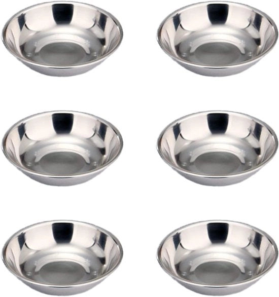Servizio per antipasti 6 pezzi in acciaio inossidabile per dips, sushi, salse, snack, spezie, noci - 8 x 16 cm
