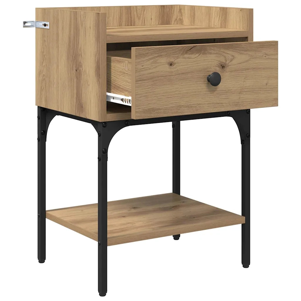 Comodino con cassetto 2 pz-Set di 2 Tavolino da notte Rovere artigianale 40 x 29 x 60 cm