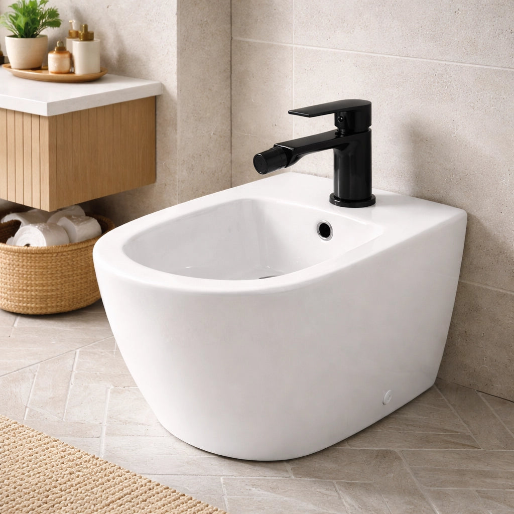 Rubinetto Bidet Nero Monocomando Ottone Design Moderno Aeratore Orientabile 94008