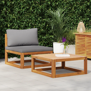 Set Divani da Giardino 2 pz con Cuscini in Massello di Acacia