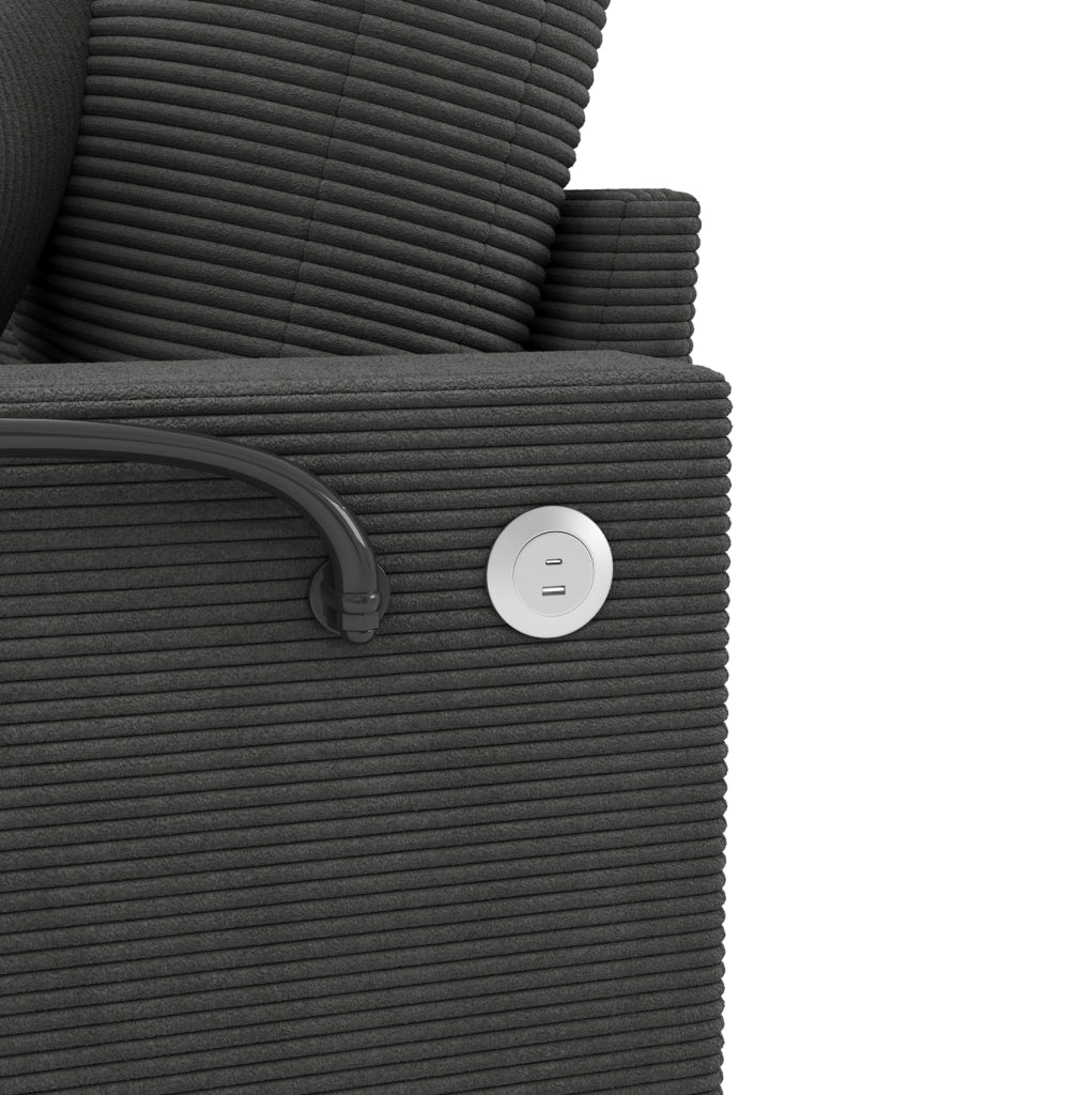Divano modulare 2 posti con supporto per telefono girevole; USB e USB-C; grigio
