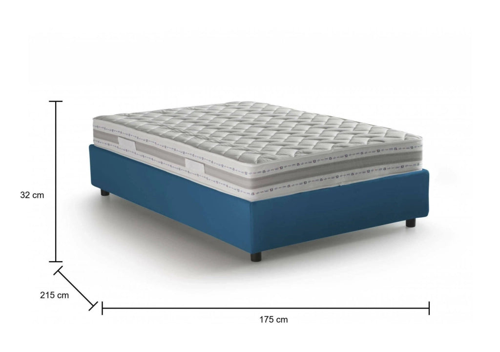 Letto Matrimoniale Alessander, Letto Matrimoniale Materasso Incluso Made in Italy, blu