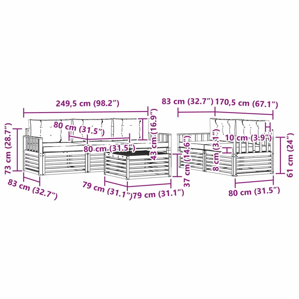 Set di divani da esterno 6 pcs Bianco e Antracite 3390037