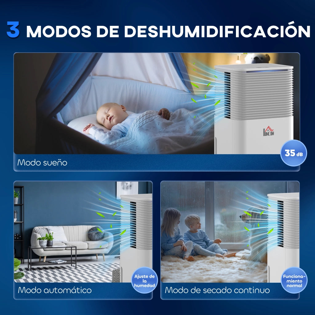 Deumidificatore 10L Silenzioso con 3 Modi LED Timer 24H ¨C zephmum ¨C Bianco