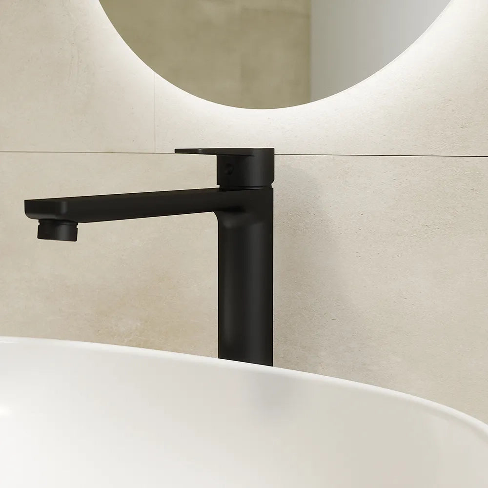 Set miscelatori: lavabo alto bidet senza scarico ed esterno doccia nero opaco | Jane