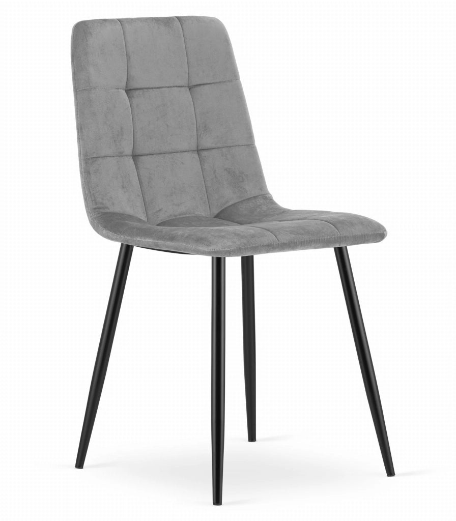 Sedia Valora PYRA in velluto grigio chiaro, design moderno x3