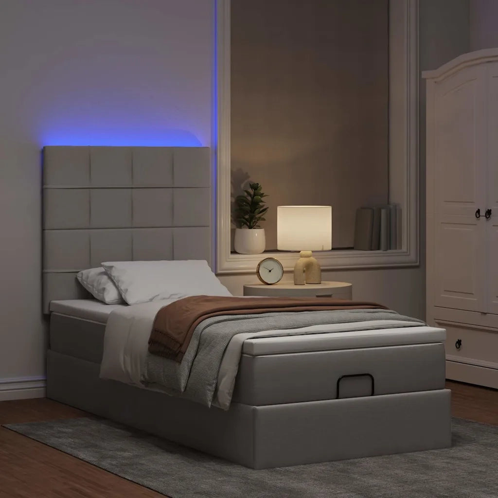 Struttura Letto Pouf con Materasso Tortora 100x200cm in Tessuto 3313986