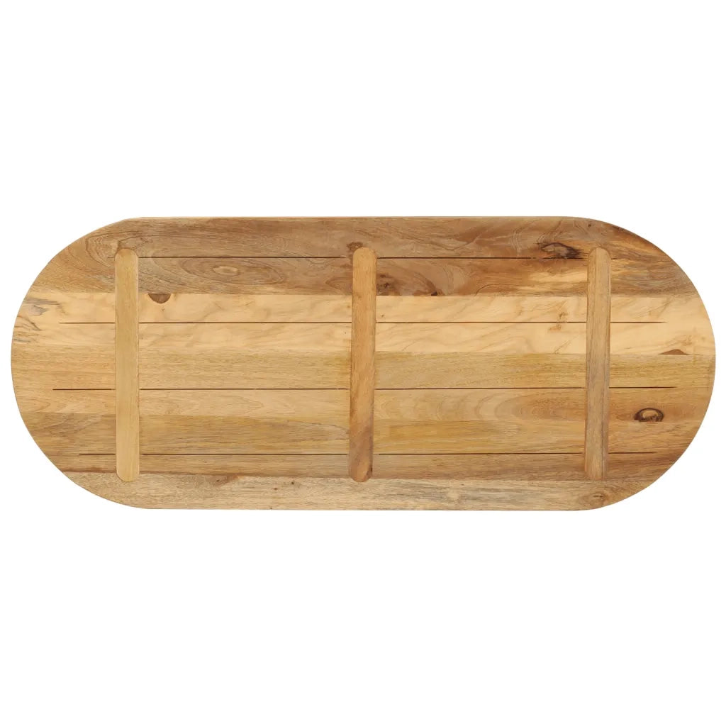 Piano Tavolo 100x40x2,5 cm Ovale Legno Massello Grezzo di Mango 370104