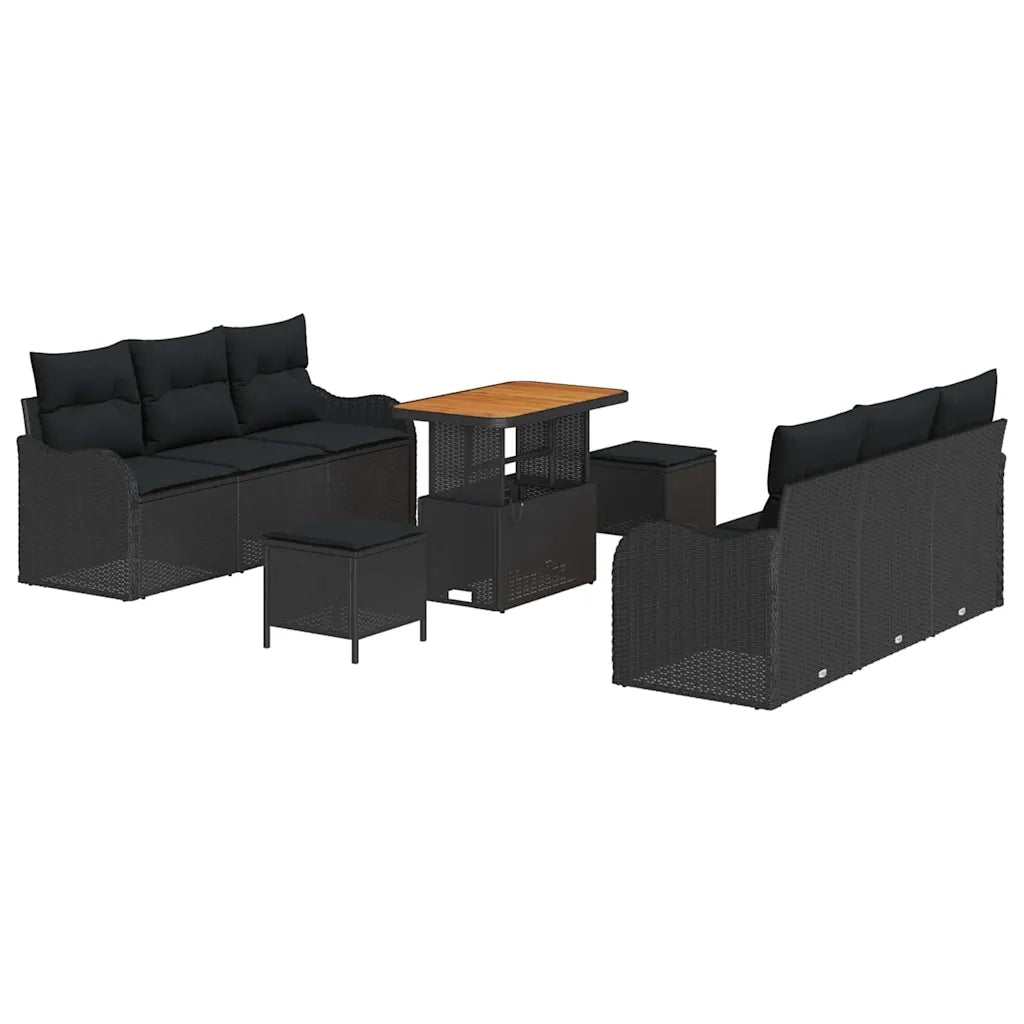 Set Divano da Giardino con cuscino con archiviazione 9 pcs Nero 3364169