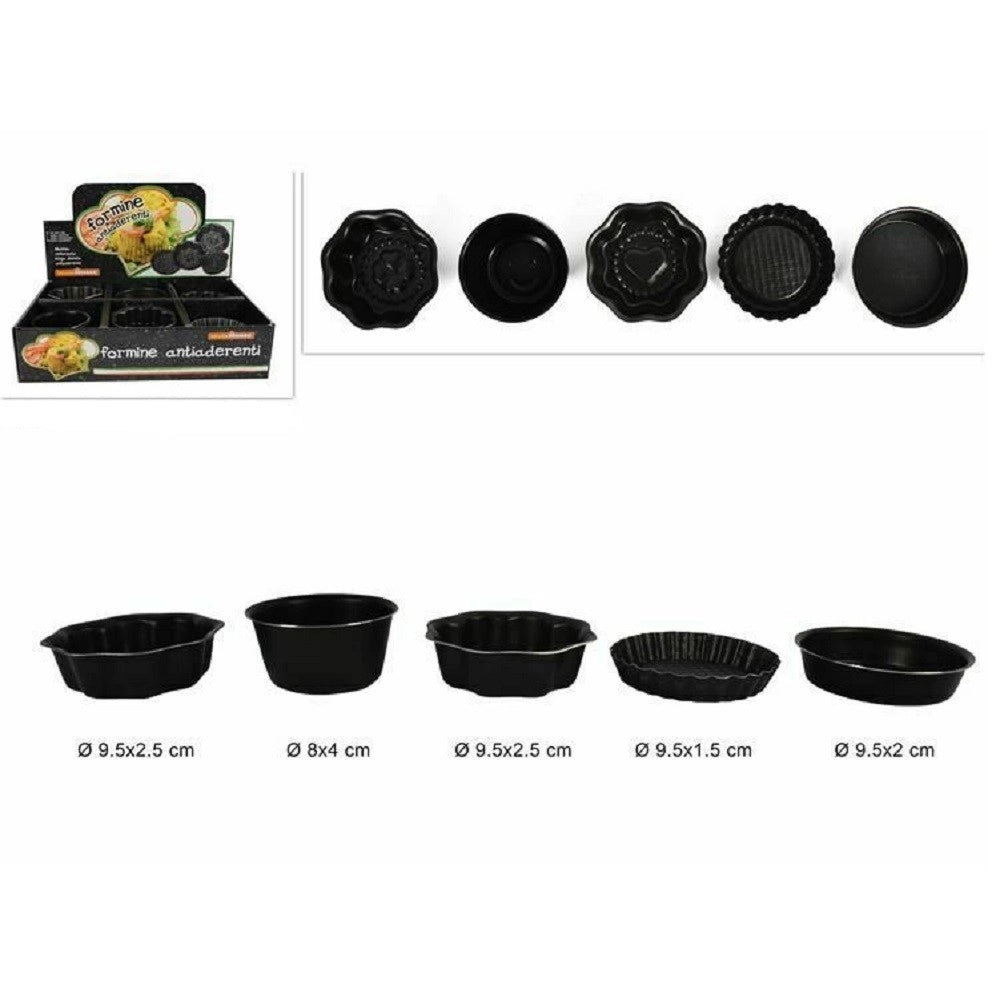 Trade Shop - Set 48 Pz Formine Alluminio Antiaderenti Forno Biscotti Dolci Cupcakes Assortiti -