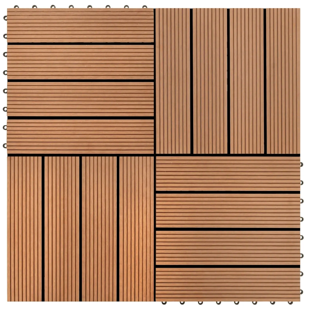 Piastrella per Decking 22 pcs Marrone 30 x 30 cm WPC 3444827