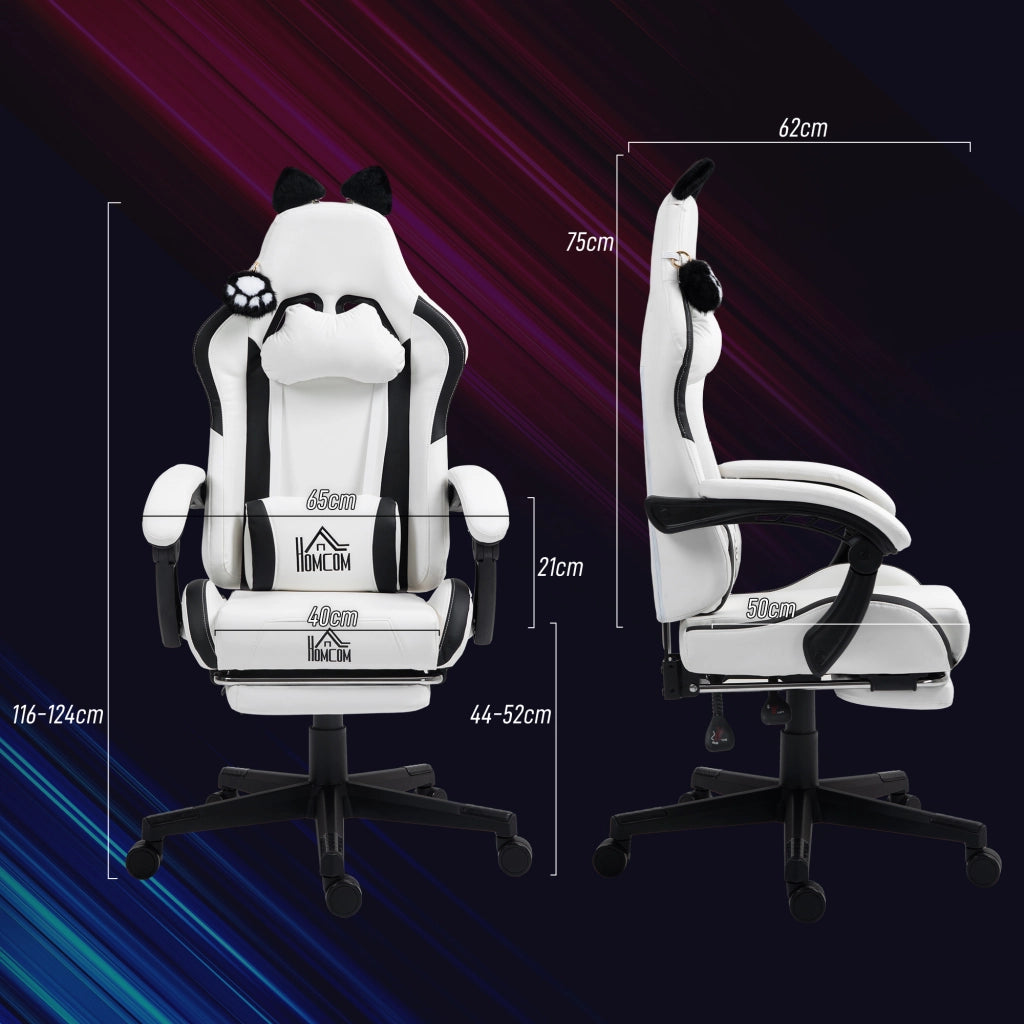 Sedia da Gaming Reclinabile con Poggiapiedi e Schienale Regolabile ¨C zephmum ¨C Bianco