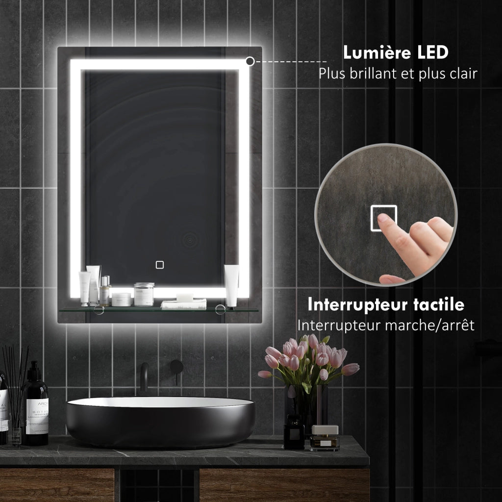 Specchio LED da bagno con mensola integrata ¨C Xylo ¨C 3 colori luce regolabile touch