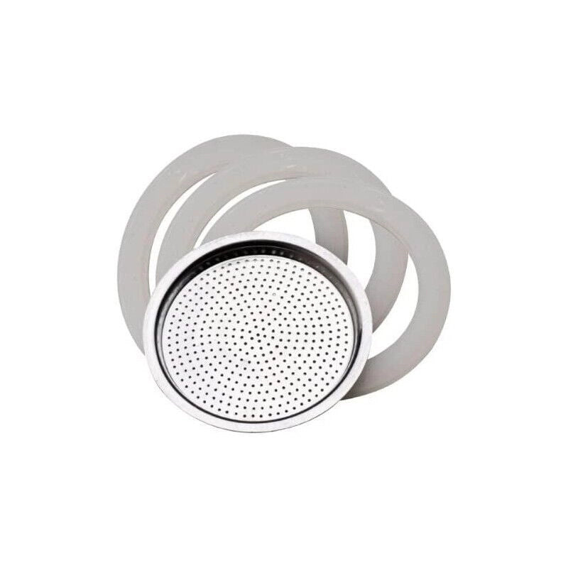 RICAMBI PER MOKA IN SET DA 3 PEZZI GUARNIZIONE E FILTRO PER MOKA DA 2 TAZZE