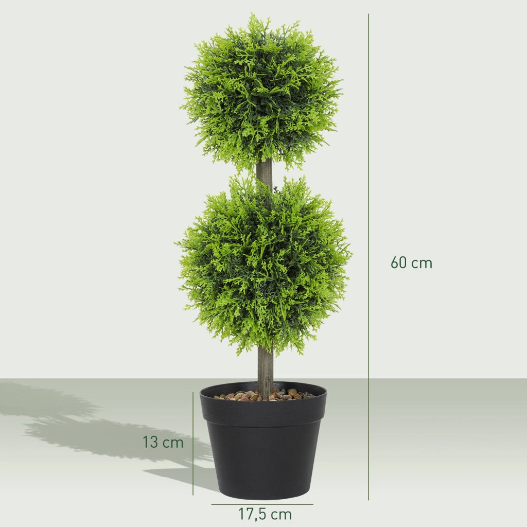 Pianta artificiale decorativa ¨C Minimal ¨C 2 pezzi, sfera bosso 60 cm, vaso, plastica, verde