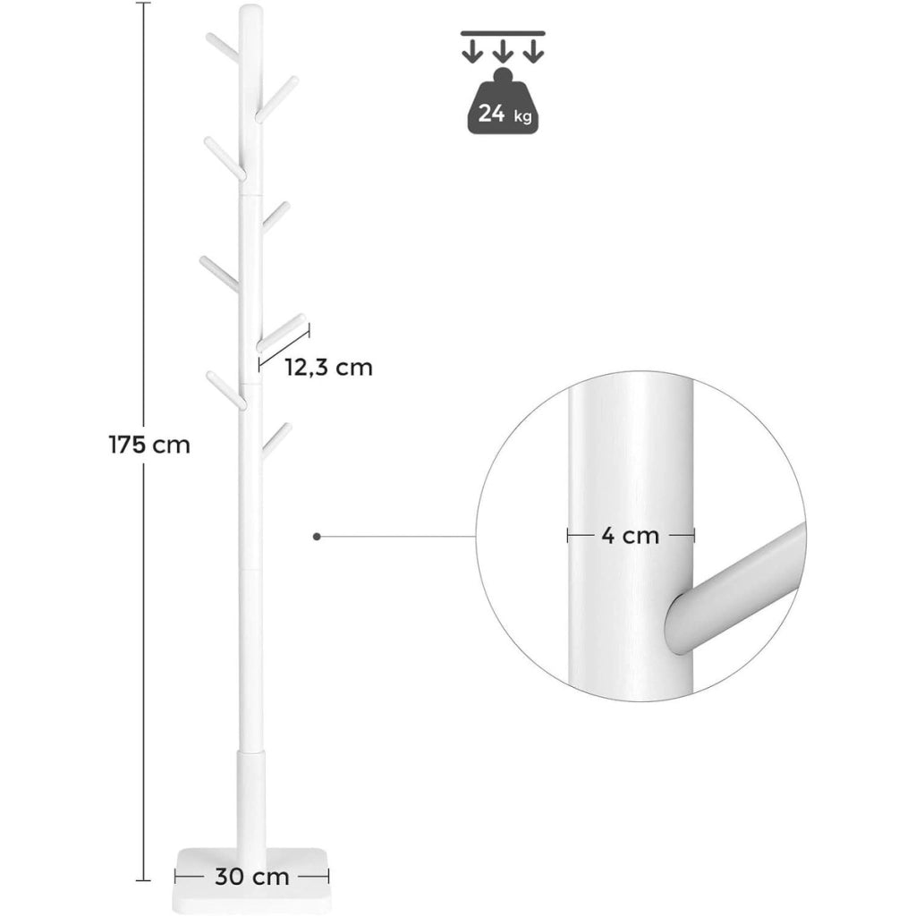 Appendiabiti da terra moderno Oskar bianco in legno