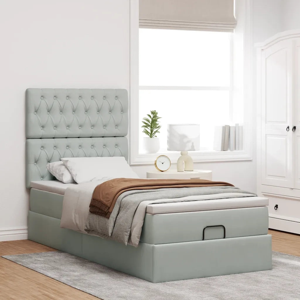 Struttura Letto Pouf con Materassi 90x190 cm in Velluto 3313511